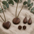Handcrafted Wooden Jewellery Set — 2 Necklaces & 4 Earrings
